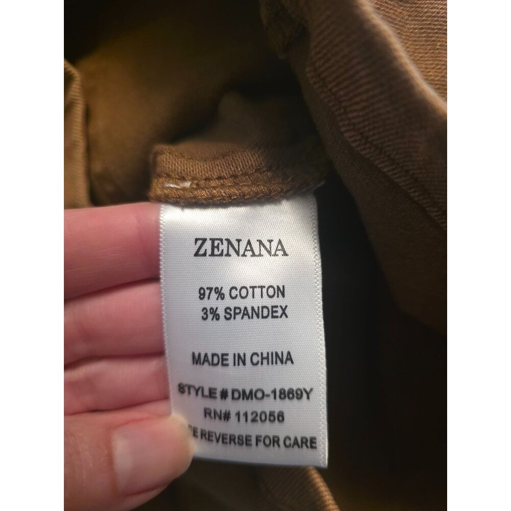 Zenana Washed Knot Strap Brown Cotton Blend Romper Shortalls M NEW Patch Pockets - Picture 9 of 9